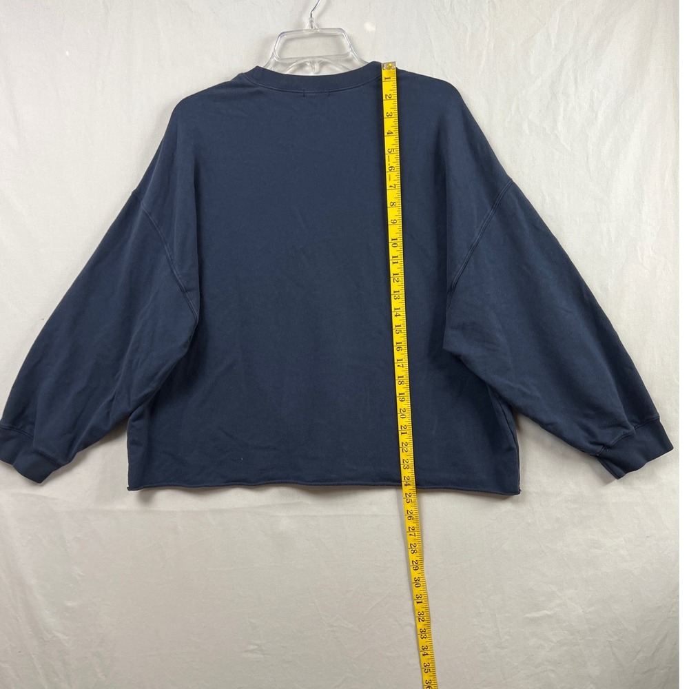 Dylan Sweatshirt Womens Medium Navy Blue Boxy Raw Hem Cotton Blend Loungewear - Picture 5 of 9
